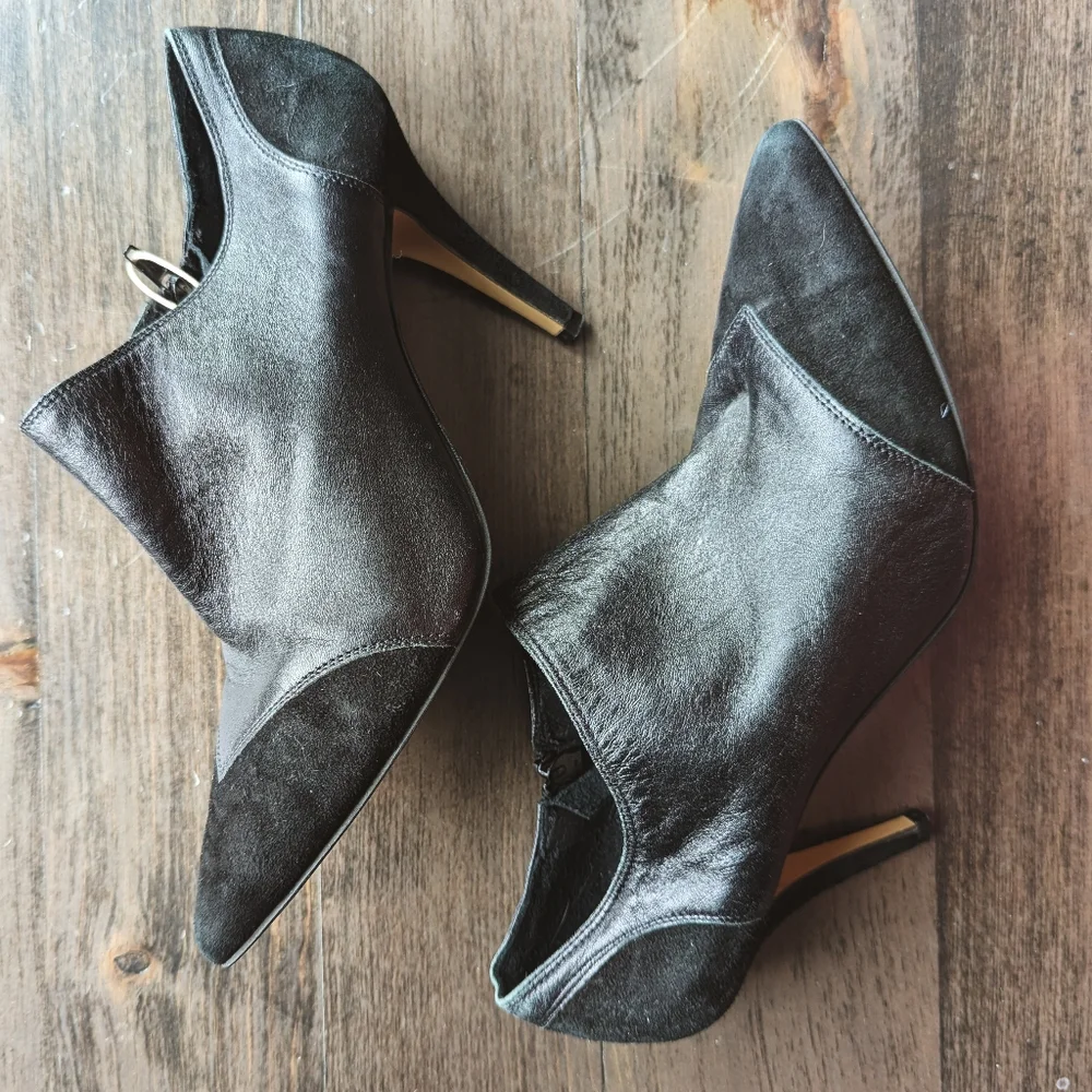 Leather & Suede Massimo Baldi Italian made Ankle Booties - size 39 - Picture 4 of 9